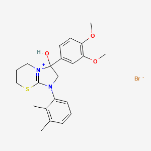 3-(3,4-dimethoxyphenyl)-1-(2,3-dimethylphenyl)-3-hydroxy-3,5,6,7-tetrahydro-2H-imidazo[2,1-b][1,3]thiazin-1-ium bromide