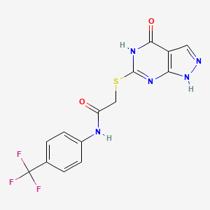 2-((4-oxo-4,5-dihydro-1H-pyrazolo[3,4-d]pyrimidin-6-yl)thio)-N-(4-(trifluoromethyl)phenyl)acetamide