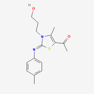 1-[3-(3-Hydroxypropyl)-4-methyl-2-(4-methylphenyl)imino-1,3-thiazol-5-yl]ethanone