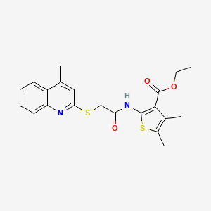 molecular formula C21H22N2O3S2 B2901866 Ethyl 4,5-dimethyl-2-(2-((4-methylquinolin-2-yl)thio)acetamido)thiophene-3-carboxylate CAS No. 695170-51-5