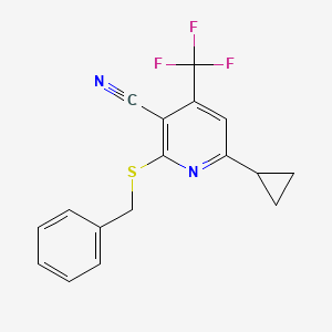 2-Benzylsulfanyl-6-cyclopropyl-4-(trifluoromethyl)pyridine-3-carbonitrile