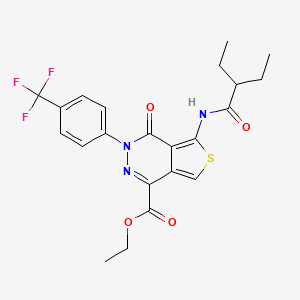 molecular formula C22H22F3N3O4S B2901870 Ethyl 5-(2-ethylbutanoylamino)-4-oxo-3-[4-(trifluoromethyl)phenyl]thieno[3,4-d]pyridazine-1-carboxylate CAS No. 851951-05-8