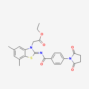molecular formula C24H23N3O5S B2901914 (Z)-ethyl 2-(2-((4-(2,5-dioxopyrrolidin-1-yl)benzoyl)imino)-5,7-dimethylbenzo[d]thiazol-3(2H)-yl)acetate CAS No. 868675-12-1