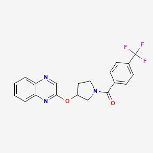 molecular formula C20H16F3N3O2 B2901920 2-({1-[4-(Trifluoromethyl)benzoyl]pyrrolidin-3-yl}oxy)quinoxaline CAS No. 2097916-37-3