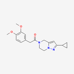 molecular formula C19H23N3O3 B2901925 1-(2-cyclopropyl-6,7-dihydropyrazolo[1,5-a]pyrazin-5(4H)-yl)-2-(3,4-dimethoxyphenyl)ethanone CAS No. 2034381-05-8