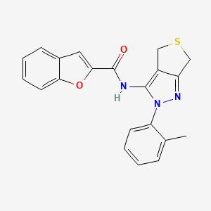 molecular formula C21H17N3O2S B2901950 N-(2-(o-tolyl)-4,6-dihydro-2H-thieno[3,4-c]pyrazol-3-yl)benzofuran-2-carboxamide CAS No. 893944-72-4