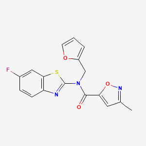 molecular formula C17H12FN3O3S B2901957 N-(6-fluorobenzo[d]thiazol-2-yl)-N-(furan-2-ylmethyl)-3-methylisoxazole-5-carboxamide CAS No. 946228-96-2