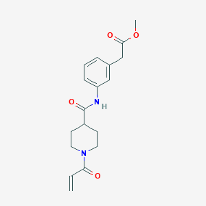 molecular formula C18H22N2O4 B2902007 Methyl 2-[3-[(1-prop-2-enoylpiperidine-4-carbonyl)amino]phenyl]acetate CAS No. 2361800-55-5