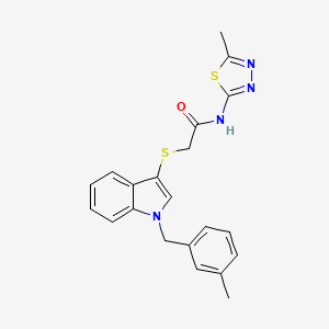 molecular formula C21H20N4OS2 B2902053 N-(5-methyl-1,3,4-thiadiazol-2-yl)-2-({1-[(3-methylphenyl)methyl]-1H-indol-3-yl}sulfanyl)acetamide CAS No. 681276-03-9