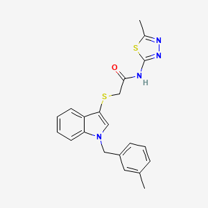 B2902053 2-[1-[(3-methylphenyl)methyl]indol-3-yl]sulfanyl-N-(5-methyl-1,3,4-thiadiazol-2-yl)acetamide CAS No. 681276-03-9