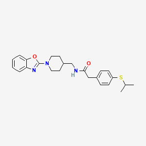 molecular formula C24H29N3O2S B2902079 N-((1-(benzo[d]oxazol-2-yl)piperidin-4-yl)methyl)-2-(4-(isopropylthio)phenyl)acetamide CAS No. 1797575-14-4