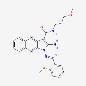 (E)-2-amino-1-((2-methoxybenzylidene)amino)-N-(3-methoxypropyl)-1H-pyrrolo[2,3-b]quinoxaline-3-carboxamide