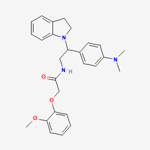 molecular formula C27H31N3O3 B2902111 N-[2-(2,3-dihydro-1H-indol-1-yl)-2-[4-(dimethylamino)phenyl]ethyl]-2-(2-methoxyphenoxy)acetamide CAS No. 1005297-75-5