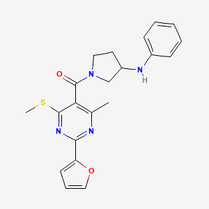 1-[2-(furan-2-yl)-4-methyl-6-(methylsulfanyl)pyrimidine-5-carbonyl]-N-phenylpyrrolidin-3-amine