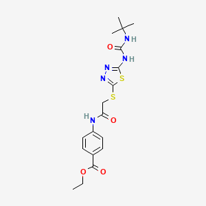 Ethyl 4-(2-((5-(3-(tert-butyl)ureido)-1,3,4-thiadiazol-2-yl)thio)acetamido)benzoate