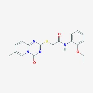 molecular formula C18H18N4O3S B2902135 N-(2-ethoxyphenyl)-2-({7-methyl-4-oxo-4H-pyrido[1,2-a][1,3,5]triazin-2-yl}sulfanyl)acetamide CAS No. 896319-67-8