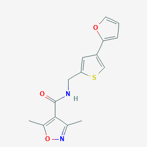 molecular formula C15H14N2O3S B2902157 N-{[4-(furan-2-yl)thiophen-2-yl]methyl}-3,5-dimethyl-1,2-oxazole-4-carboxamide CAS No. 2379977-78-1