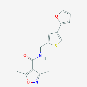 B2902157 N-[[4-(Furan-2-yl)thiophen-2-yl]methyl]-3,5-dimethyl-1,2-oxazole-4-carboxamide CAS No. 2379977-78-1