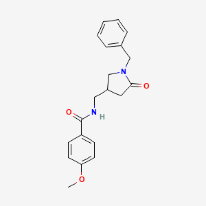 molecular formula C20H22N2O3 B2902176 N-[(1-benzyl-5-oxopyrrolidin-3-yl)methyl]-4-methoxybenzamide CAS No. 955229-57-9