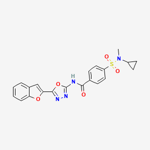molecular formula C21H18N4O5S B2902187 N-[5-(1-benzofuran-2-yl)-1,3,4-oxadiazol-2-yl]-4-[cyclopropyl(methyl)sulfamoyl]benzamide CAS No. 922000-30-4