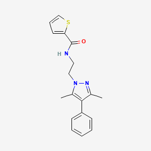 molecular formula C18H19N3OS B2902213 N-(2-(3,5-dimethyl-4-phenyl-1H-pyrazol-1-yl)ethyl)thiophene-2-carboxamide CAS No. 2034327-18-7