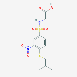 molecular formula C12H16N2O6S2 B2902227 2-{4-[(2-Methylpropyl)sulfanyl]-3-nitrobenzenesulfonamido}acetic acid CAS No. 747410-97-5