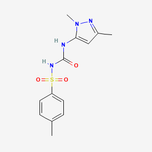 molecular formula C13H16N4O3S B2902228 3-(1,3-dimethyl-1H-pyrazol-5-yl)-1-(4-methylbenzenesulfonyl)urea CAS No. 956763-69-2