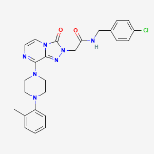 molecular formula C25H26ClN7O2 B2902271 N-[(4-chlorophenyl)methyl]-2-{8-[4-(2-methylphenyl)piperazin-1-yl]-3-oxo-2H,3H-[1,2,4]triazolo[4,3-a]pyrazin-2-yl}acetamide CAS No. 1251569-26-2