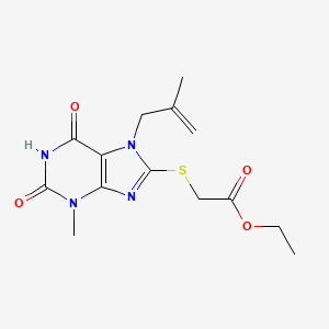 molecular formula C14H18N4O4S B2902292 ethyl 2-((3-methyl-7-(2-methylallyl)-2,6-dioxo-2,3,6,7-tetrahydro-1H-purin-8-yl)thio)acetate CAS No. 332098-86-9