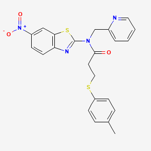 molecular formula C23H20N4O3S2 B2902303 N-(6-nitrobenzo[d]thiazol-2-yl)-N-(pyridin-2-ylmethyl)-3-(p-tolylthio)propanamide CAS No. 886900-24-9