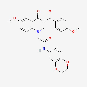 molecular formula C28H24N2O7 B2902332 N-(2,3-dihydro-1,4-benzodioxin-6-yl)-2-[6-methoxy-3-(4-methoxybenzoyl)-4-oxo-1,4-dihydroquinolin-1-yl]acetamide CAS No. 866342-67-8