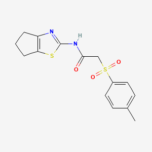 molecular formula C15H16N2O3S2 B2902354 N-{4H,5H,6H-cyclopenta[d][1,3]thiazol-2-yl}-2-(4-methylbenzenesulfonyl)acetamide CAS No. 895447-88-8