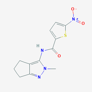 molecular formula C12H12N4O3S B2902373 N-{2-methyl-2H,4H,5H,6H-cyclopenta[c]pyrazol-3-yl}-5-nitrothiophene-2-carboxamide CAS No. 1105251-16-8