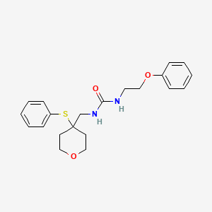 B2902390 1-(2-phenoxyethyl)-3-((4-(phenylthio)tetrahydro-2H-pyran-4-yl)methyl)urea CAS No. 1797845-30-7