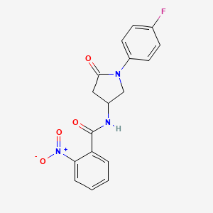 molecular formula C17H14FN3O4 B2902397 N-[1-(4-fluorophenyl)-5-oxopyrrolidin-3-yl]-2-nitrobenzamide CAS No. 896295-04-8