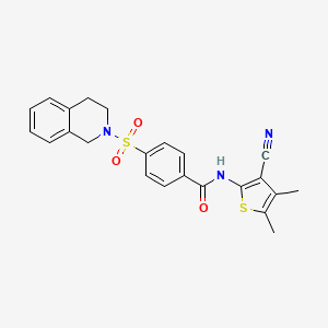 molecular formula C23H21N3O3S2 B2902398 N-(3-cyano-4,5-dimethylthiophen-2-yl)-4-(1,2,3,4-tetrahydroisoquinoline-2-sulfonyl)benzamide CAS No. 896302-98-0