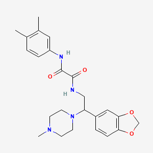 molecular formula C24H30N4O4 B2902418 N-[2-(2H-1,3-benzodioxol-5-yl)-2-(4-methylpiperazin-1-yl)ethyl]-N'-(3,4-dimethylphenyl)ethanediamide CAS No. 896343-15-0