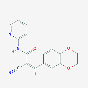 (Z)-2-Cyano-3-(2,3-dihydro-1,4-benzodioxin-6-yl)-N-pyridin-2-ylprop-2-enamide