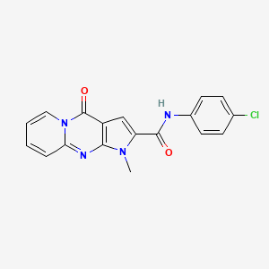 molecular formula C18H13ClN4O2 B2902433 N-(4-chlorophenyl)-1-methyl-4-oxo-1,4-dihydropyrido[1,2-a]pyrrolo[2,3-d]pyrimidine-2-carboxamide CAS No. 864853-92-9