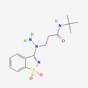 N-(Tert-butyl)-3-[1-(1,1-dioxido-1,2-benzisothiazol-3-YL)hydrazino]propanamide