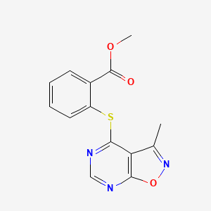 molecular formula C14H11N3O3S B2902442 Methyl 2-[(3-methylisoxazolo[5,4-d]pyrimidin-4-yl)sulfanyl]benzenecarboxylate CAS No. 672925-11-0
