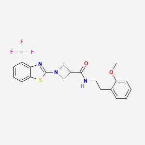 molecular formula C21H20F3N3O2S B2902475 N-[2-(2-methoxyphenyl)ethyl]-1-[4-(trifluoromethyl)-1,3-benzothiazol-2-yl]azetidine-3-carboxamide CAS No. 1396886-62-6