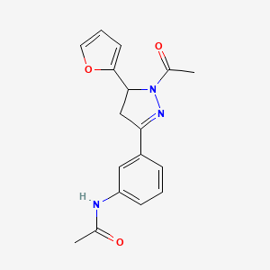 molecular formula C17H17N3O3 B2902483 N-{3-[1-acetyl-5-(furan-2-yl)-4,5-dihydro-1H-pyrazol-3-yl]phenyl}acetamide CAS No. 927145-20-8