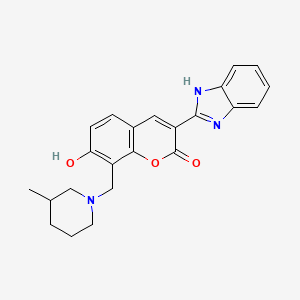 3-(1H-benzimidazol-2-yl)-7-hydroxy-8-[(3-methyl-1-piperidinyl)methyl]-2H-chromen-2-one