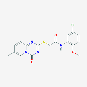 molecular formula C17H15ClN4O3S B2902507 N-(5-chloro-2-methoxyphenyl)-2-({7-methyl-4-oxo-4H-pyrido[1,2-a][1,3,5]triazin-2-yl}sulfanyl)acetamide CAS No. 896326-18-4
