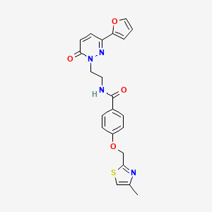 molecular formula C22H20N4O4S B2902591 N-(2-(3-(furan-2-yl)-6-oxopyridazin-1(6H)-yl)ethyl)-4-((4-methylthiazol-2-yl)methoxy)benzamide CAS No. 1251710-23-2