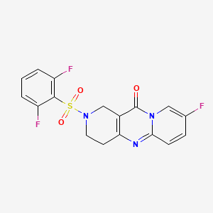 molecular formula C17H12F3N3O3S B2902602 5-(2,6-difluorophenyl)sulfonyl-13-fluoro-1,5,9-triazatricyclo[8.4.0.03,8]tetradeca-3(8),9,11,13-tetraen-2-one CAS No. 2034508-44-4