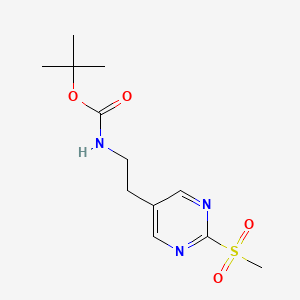 molecular formula C12H19N3O4S B2902606 tert-butylN-[2-(2-methanesulfonylpyrimidin-5-yl)ethyl]carbamate CAS No. 2287298-97-7