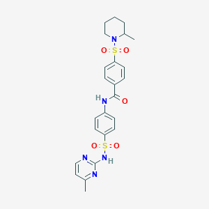 4-((2-methylpiperidin-1-yl)sulfonyl)-N-(4-(N-(4-methylpyrimidin-2-yl)sulfamoyl)phenyl)benzamide