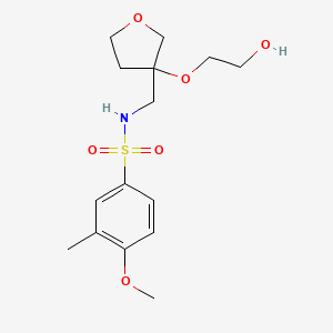 molecular formula C15H23NO6S B2902696 N-((3-(2-hydroxyethoxy)tetrahydrofuran-3-yl)methyl)-4-methoxy-3-methylbenzenesulfonamide CAS No. 2309190-09-6